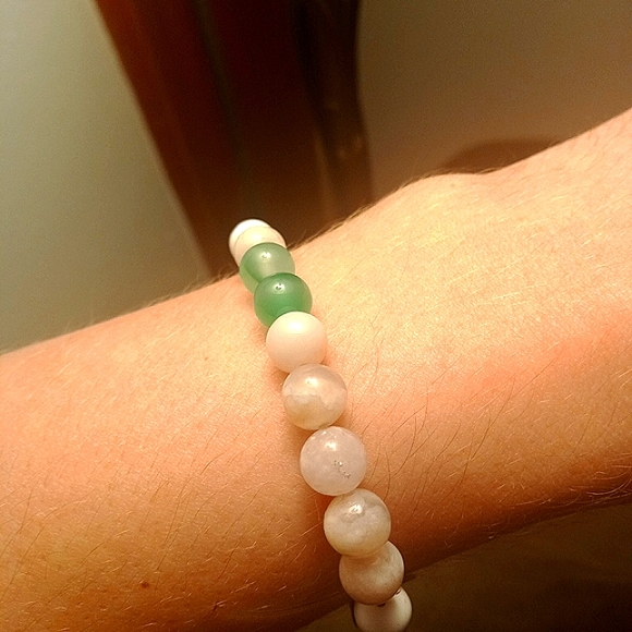 NATURAL CRYSTAL SPIRITUAL BRACELET STRETCHY BEADS 8MM JADE, ROSE QUARTZ - Picture 2 of 6